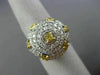 EXTRA LARGE 3.50CT WHITE & INTENSE YELLOW DIAMOND 18KT WHITE GOLD PAVE DOME RING