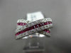 ESTATE WIDE 1.65CT DIAMOND & RUBY 14KT WHITE GOLD FILIGREE CRISS CROSS LOVE RING