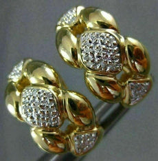 ESTATE .15CT DIAMOND 14KT TWO TONE GOLD 3D CLASSIC PAVE CLIP ON EARRINGS #21709