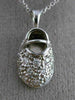 ESTATE .25 DIAMOND 14K WHITE GOLD BABY GIRL SHOE FLOATING PENDANT & CHAIN #19097