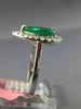 ESTATE LARGE 2.07CT DIAMOND & AAA EMERALD 18K WHITE GOLD 3D HALO ENGAGEMENT RING