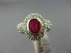 ESTATE WIDE 2.35CT DIAMOND & RUBY 14KT WHITE GOLD 3D BEZEL HALO ENGAGEMENT RING