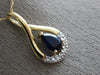 ESTATE .61CT DIAMOND & AAA SAPPHIRE 14K YELLOW GOLD 3D CLASSIC TEAR DROP PENDANT