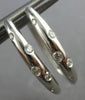 ESTATE .18CT DIAMOND 14K WHITE GOLD 3D CLASSIC ETOILE OVAL HOOP HANGING EARRINGS