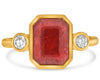 2.06CT DIAMOND AAA RUBY 14KT YELLOW GOLD EMERALD CUT ROUND BEZEL ENGAGEMENT RING
