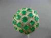 ESTATE LARGE 4.87CT DIAMOND & AAA EMERALD 18KT 2 TONE GOLD FLOWER CLUSTER RING