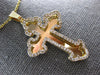 ESTATE LARGE .89CT DIAMOND 14KT YELLOW GOLD 3D HANDCRAFTED CLASSIC CROSS PENDANT