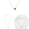 1.35CT DIAMOND & AAA EMERALD 14K YELLOW GOLD 3D PEAR SHAPE & ROUND LOVE NECKLACE