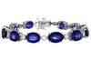 LARGE 35.92CT DIAMOND & AAA SAPPHIRE 18K WHITE GOLD OVAL & ROUND TENNIS BRACELET