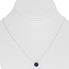 2.39CT DIAMOND & AAA SAPPHIRE 18KT WHITE GOLD ROUND SOLITAIRE HALO LOVE NECKLACE