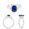 LARGE 2.58CT DIAMOND & AAA SAPPHIRE PLATINUM EMERALD CUT CLASSIC ENGAGEMENT RING