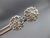 ESTATE LARGE 1.57CT ROUND DIAMOND 14KT WHITE GOLD FLOWER CLUSTER EARRINGS #22436