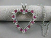 ESTATE .75CTW DIAMOND RUBY 14KT WHITE GOLD OPEN HEART PENDANT + CHAIN G VS #9994
