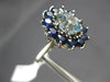 ESTATE 5.40CT AAA SAPPHIRE & AQUAMARINE 14KT WHITE GOLD FLOWER HEXAGON FUN RING