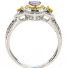 WIDE 1.26CT MULTI COLOR DIAMOND 18KT WHITE & ROSE GOLD FILIGREE ENGAGEMENT RING