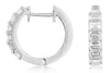 1.20CT DIAMOND 14KT WHITE GOLD 3D EMERALD CUT 7 STONE SHARED PRONG HOOP EARRINGS