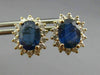 LARGE 3.33CT DIAMOND & SAPPHIRE 14K YELLOW GOLD OVAL FLOWER STUD EARRINGS #25968