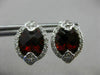 ESTATE LARGE 6.80CT DIAMOND & GARNET 14K WHITE GOLD FLOWER POST HANGING EARRINGS