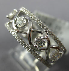 ESTATE WIDE .68CT DIAMOND 18K WHITE GOLD INFINITY SEMI ETERNITY ANNIVERSARY RING