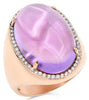 LARGE 17.03CT DIAMOND & AAA AMETHYST 18KT ROSE GOLD CABOCHON OVAL CLASSIC RING