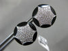ESTATE LARGE .85CT DIAMOND & AAA ONYX 18K WHITE GOLD ROUND HEXAGON STAR EARRINGS