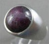 ESTATE PURPLE CABACHON STAR SAPPHIRE 14KT WHITE GOLD SOLID MENS RING 15mm #7887