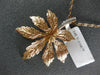 ESTATE LARGE .04CT DIAMOND 14KT ROSE GOLD 3D HANDCRAFTED FALLING LEAF PENDANT