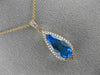LARGE 3.12CT DIAMOND & AAA BLUE TOPAZ 14KT ROSE GOLD TEAR DROP FILIGREE PENDANT