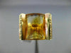 ESTATE MASSIVE 8.99CT DIAMOND & CITRINE & RUBY 14K YELLOW GOLD SQUARE FUN RING