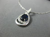 ESTATE .78CT DIAMOND & AAA SAPPHIRE 14K WHITE GOLD 3D OVAL INFINITY LOVE PENDANT