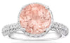 LARGE 4.61CT DIAMOND & AAA MORGANITE 18KT WHITE GOLD ROUND HALO ENGAGEMENT RING