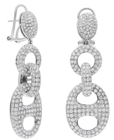 LARGE 7.6CT DIAMOND 14KT WHITE GOLD 3D ROUND & OVAL LOVE KNOT HANGING EARRINGS