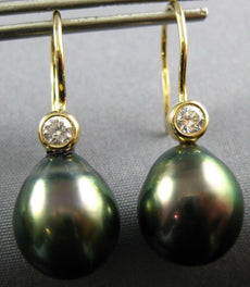 .20CT DIAMOND & TAHITIAN PEARL 18K YELLOW GOLD TEAR DROP ETOILE HANGING EARRINGS