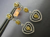 ESTATE LARGE 2.34CT WHITE & FANCY YELLOW DIAMOND 18KT 2 TONE GOLD HEART EARRINGS
