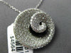 ESTATE LARGE 1.34CT DIAMOND & ONYX 18KT WHITE GOLD SWIRL SHELL FLOATING PENDANT
