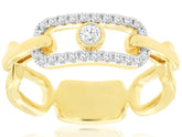 .26CT DIAMOND 14KT 2 TONE GOLD 3D ROUND OVAL LINK SOLITAIRE LOVE KNOT FUN RING