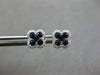 SMALL .52CT DIAMOND & AAA SAPPHIRE 14KT WHITE GOLD CLASSIC FLOWER STUD EARRINGS