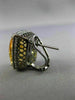 ESTATE LARGE 14.21CT DIAMOND & CITRINE 14KT BLACK GOLD 3D HALO FILIGREE EARRINGS