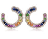 ESTATE 2.14CT DIAMOND & AAA MULTI COLOR SAPPHIRE 14K ROSE GOLD CLIP ON EARRINGS