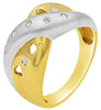.08CT DIAMOND 18KT TWO TONE GOLD 3D ROUND MULTI HEART CRISS CROSS INFINITY RING