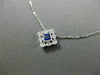ESTATE .21CT DIAMOND & SAPPHIRE 18K WHITE GOLD FILIGREE MILGRAIN SQUARE NECKLACE