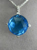 ESTATE MASSIVE 13.20CT DIAMOND & BLUE TOPAZ 14K WHITE GOLD ROPE FLOATING PENDANT
