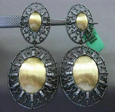 ESTATE EXTRA LARGE 1.25CT DIAMOND 18KT BLACK & YELLOW GOLD OVAL HANGING EARRINGS