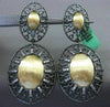 ESTATE EXTRA LARGE 1.25CT DIAMOND 18KT BLACK & YELLOW GOLD OVAL HANGING EARRINGS