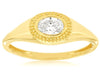 ESTATE .32CT DIAMOND 14KT YELLOW GOLD 3D OVAL SOLITAIRE BEZEL UNISEX FUN RING