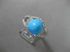 ESTATE WIDE 1.11CT DIAMOND & AAA TURQUOISE 14KT WHITE GOLD HALO FUN RING #18927