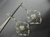 ESTATE LARGE 1.08CT DIAMOND 14K WHITE GOLD FLOWER OPEN FILIGREE HANGING EARRINGS