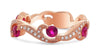 ESTATE .71CT DIAMOND & AAA RUBY 14KT ROSE GOLD 3D LEAF WEDDING ANNIVERSARY RING