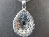 ESTATE LARGE 1.32CT DIAMOND & AAA SAPPHIRE 14KT WHITE GOLD 3D TEAR DROP PENDANT