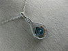 ESTATE 1.47CT DIAMOND & AAA BLUE TOPAZ 14K WHITE GOLD TEAR DROP FILIGREE PENDANT